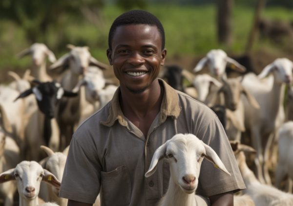 different people (as always, race, ethnicity, age, size, individuals, in groups or families, etc.) who will be caring for the goats on the goat farm. They may be interacting with the goats, feeding them, stroking them, or smiling at the camera; you can take wider shots of the farm or closer-up shots of specific goats. You'll find sheep in the links, but remember these are talking goats. You'll also see simple portraits of goats, but we need to keep people involved at all times. The farm can also be anywhere in the world, Africa, America, Asia.... --ar 32:21 --stylize 250 --v 5.2 Job ID: ebce5064-d3e4-43b3-8d21-b913bb99866c